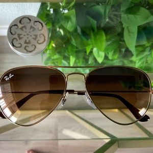 Ray Ban Aviator Sunglasses RB 3024 Brown Gold